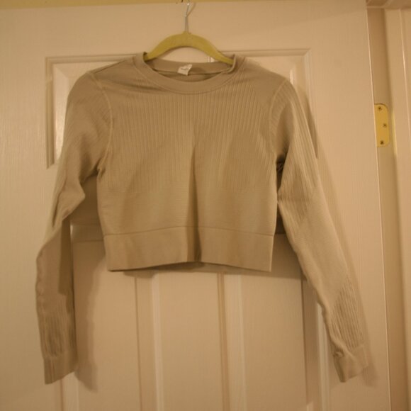 DSG Women's Cropped Workout Top, Size Small, Cream - Picture 1 of 3